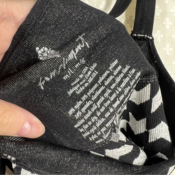 Free People Intimately Black White Chevron Print Racerback Tank Top - Picture 4 of 4